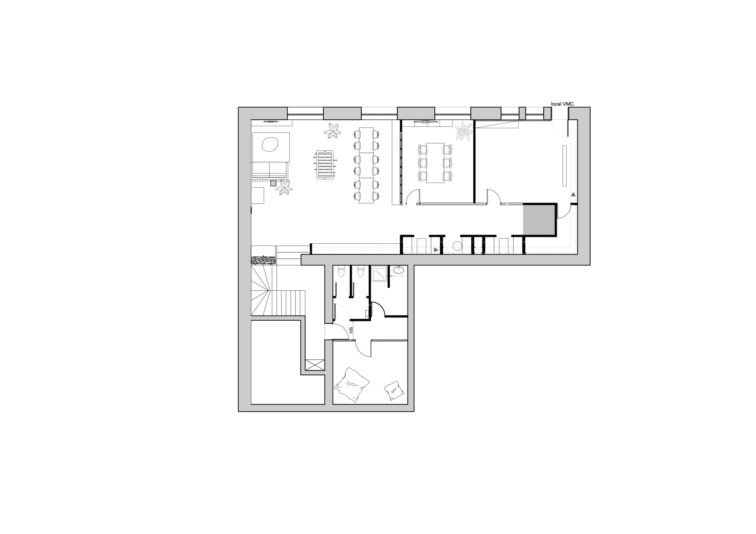 Projet Panda Family -Plan rénovation bureaux Lyon 6 - Louise Garnier - architecte d'intérieur