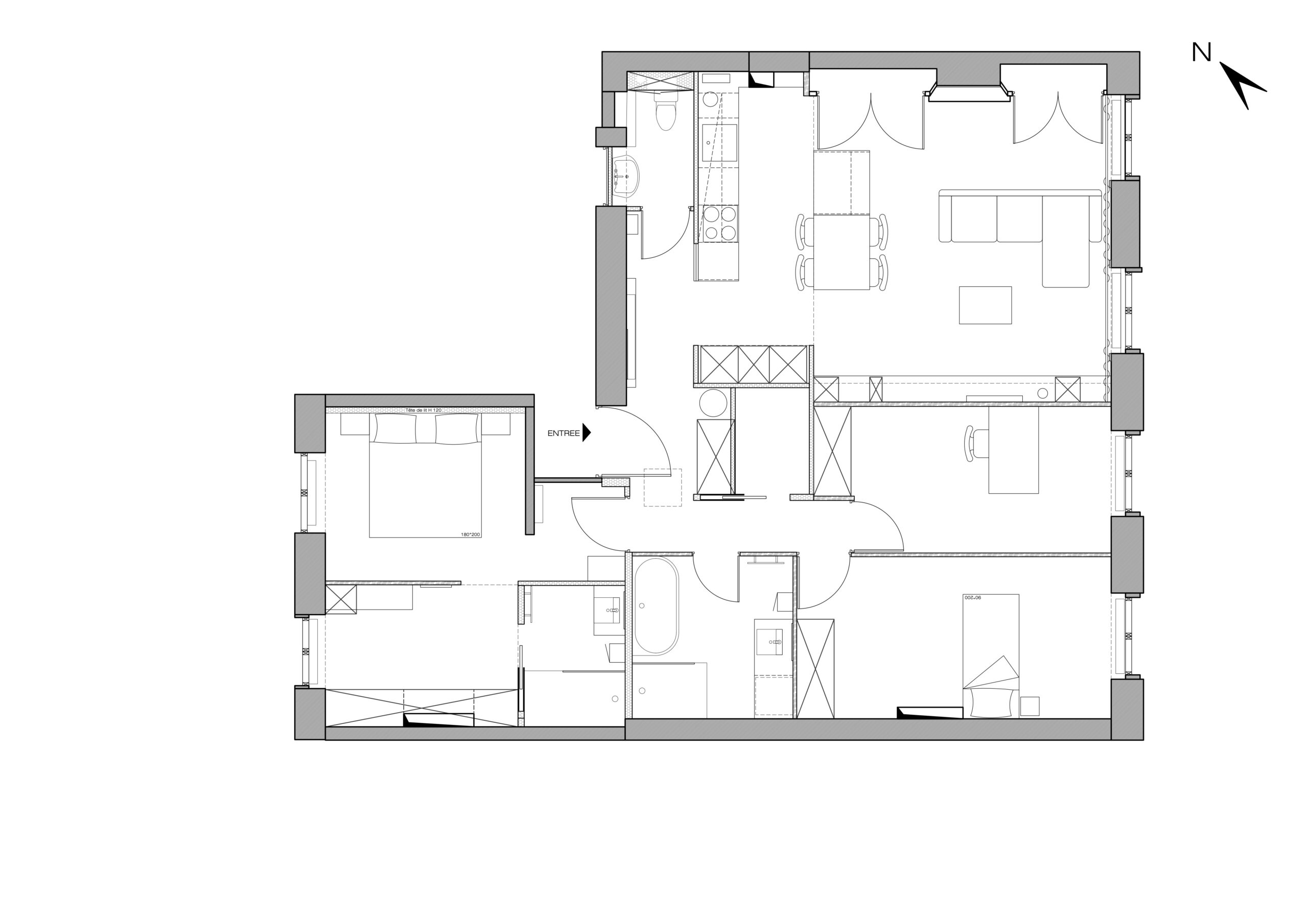 Projet Claire - Plan rénovation appartement Lyon 9- Louise Garnier - architecte d'intérieur