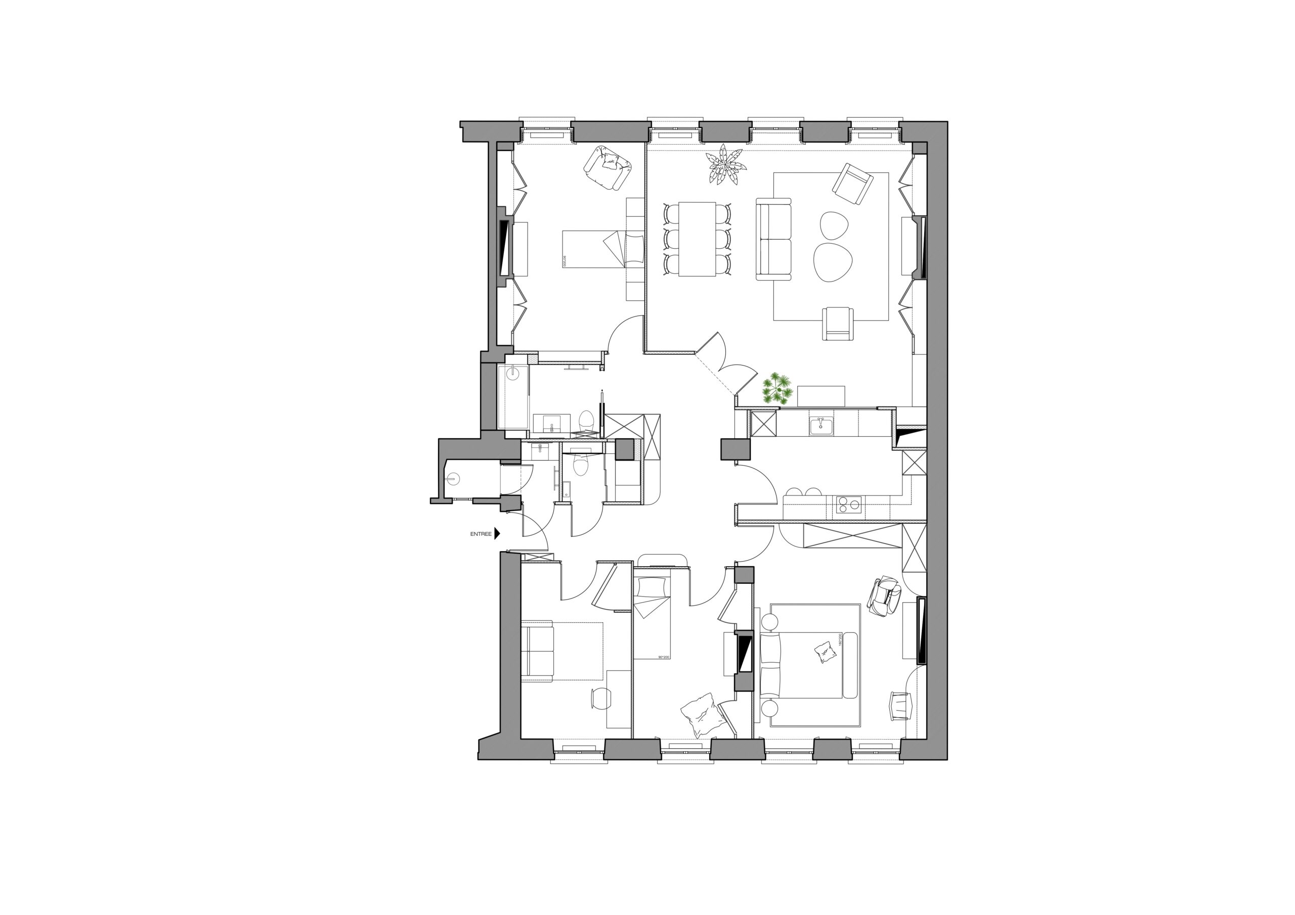 Projet Corneille - Plan rénovation appartement Lyon 6- Louise Garnier - architecte d'intérieur