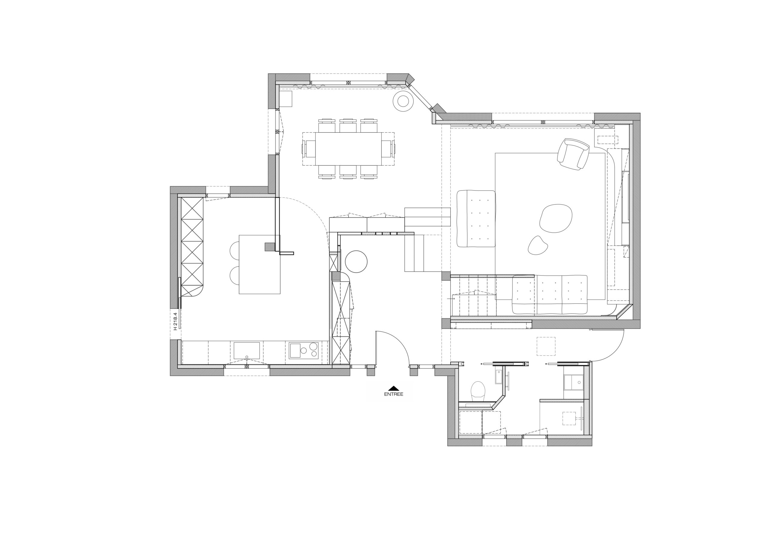 Projet Saint germain Plan rénovation maison saint germain au mont d'or - Béton ciré - Louise Garnier - architecte d'intérieur